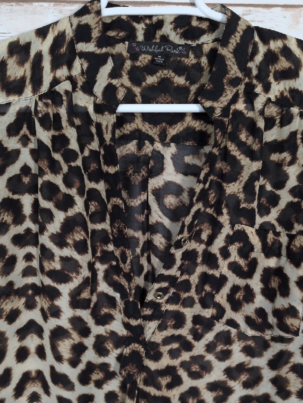 Wishful Park Leopard Print Button-Front Blouse - Black & Tan - Picture 2 of 6